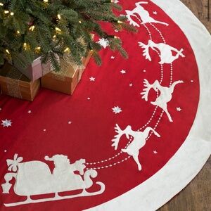 Balsam Hill Dashing Through The Snow Christmas Tree Skirt Santa Reindeer